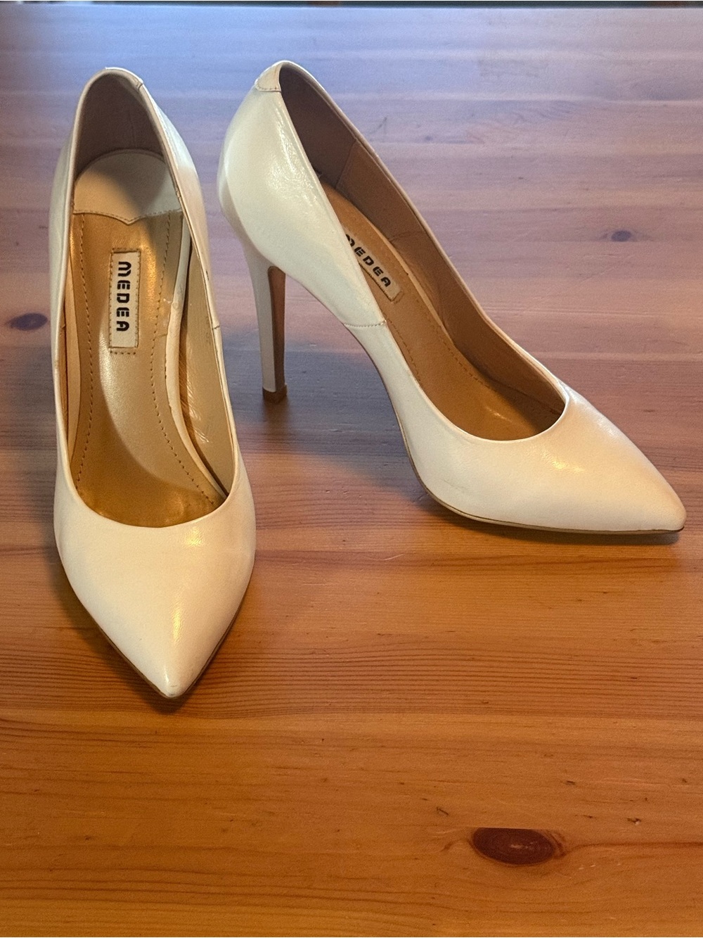 Medea Cream Pointed-Toe Stiletto Pumps